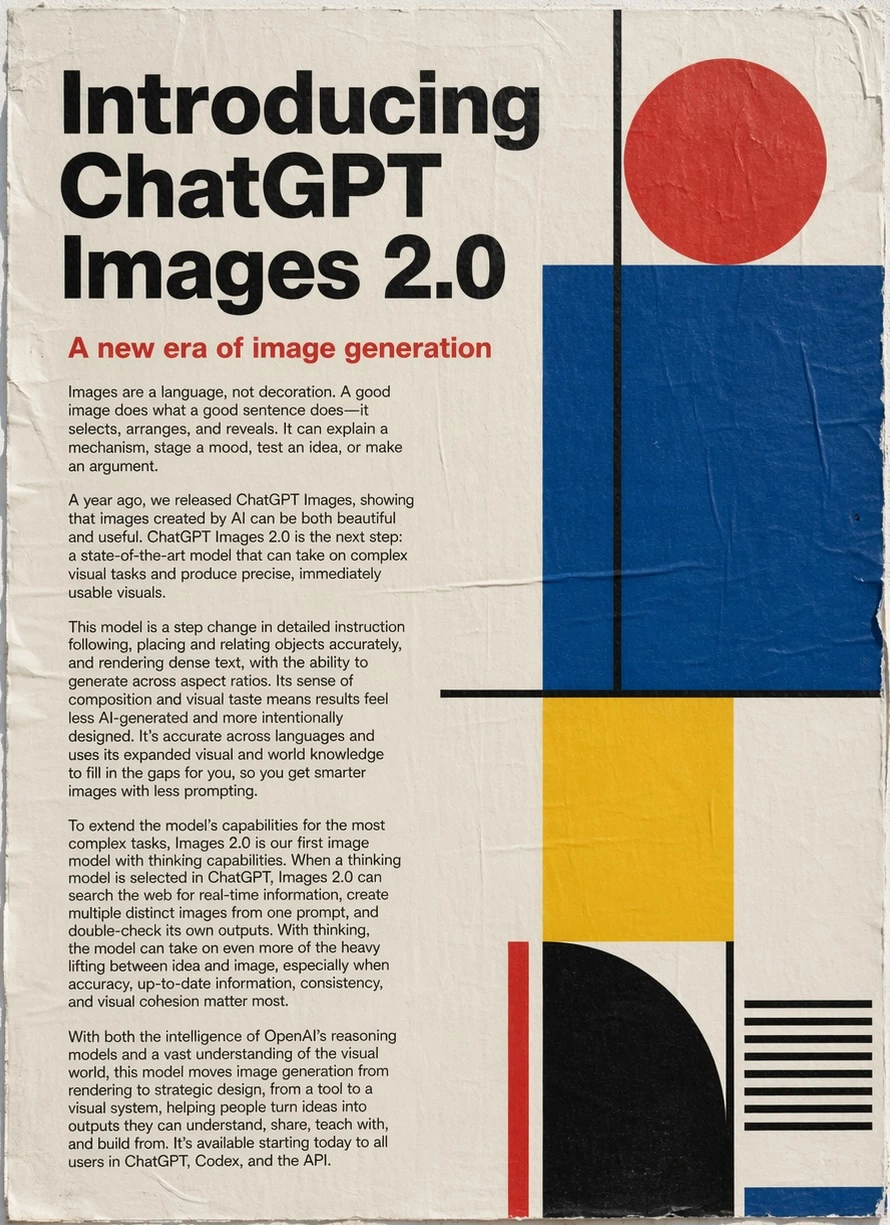 OpenAI ChatGPT Images 2.0 launch poster with a collage of generated imagery
