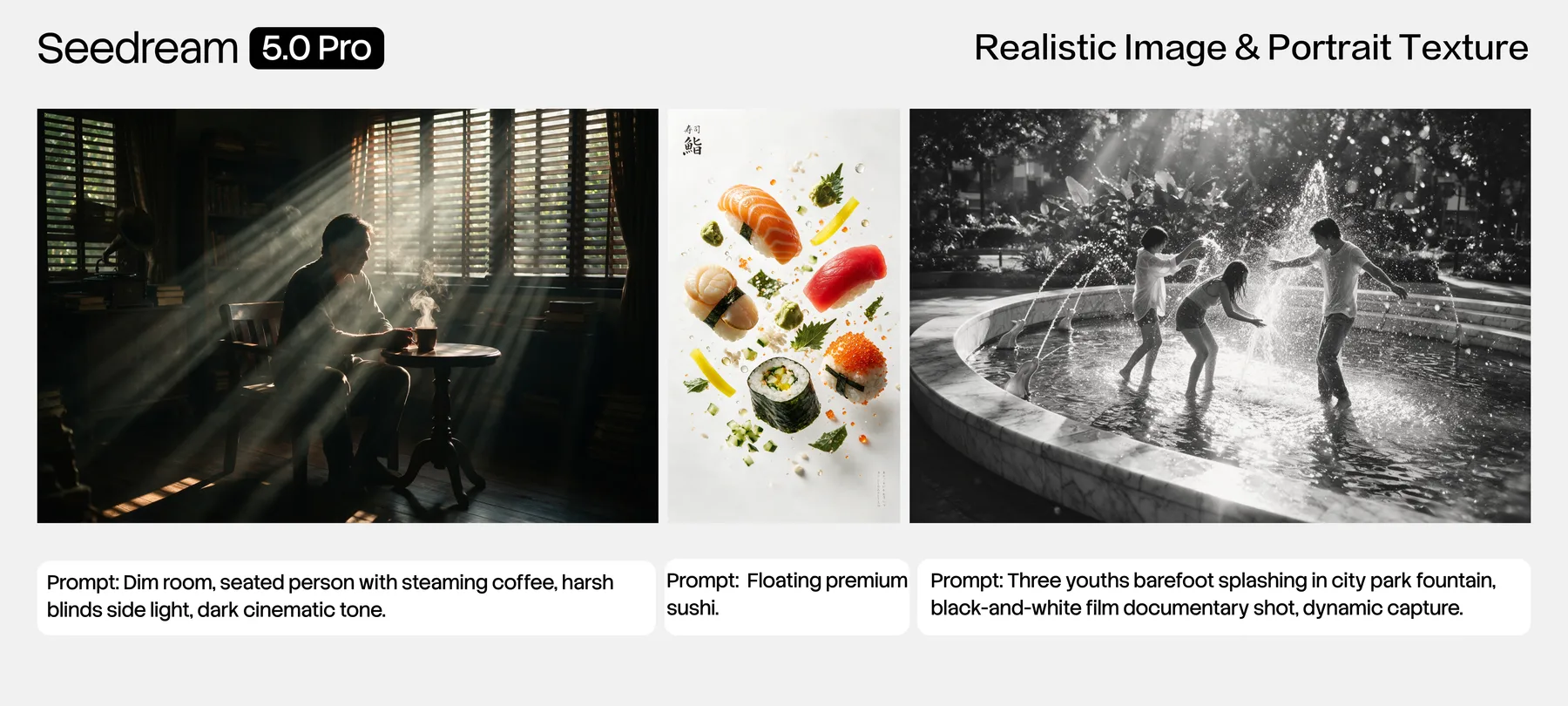Seedream 5.0 Pro 官方介绍中的真实人像与生活场景组图
